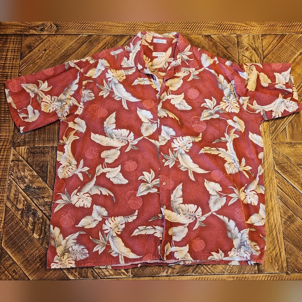 Pierre Cardin Hawaiian Button Up Short Sleeve Shirt Tropical Floral 2XLT